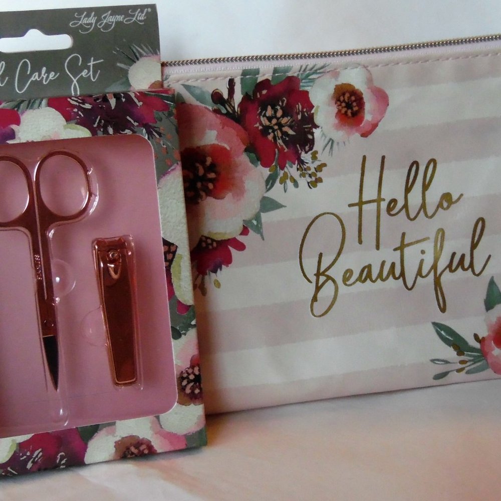 Makeup Pouch Nail Set Trimmer Clipper Gold